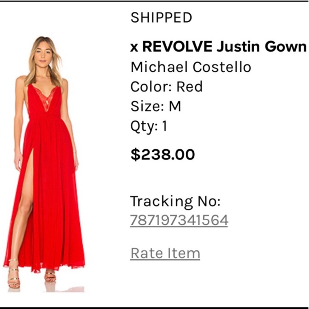 REVOLVE Michael Costello Red Slit Dress